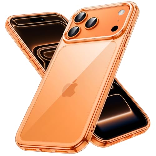 JETech Case for iPhone 17 Pro Max, Anti-Yellowing, Orange | Shockproof Protection, Scratch Resistant Hard PC Back, Durable Transparent TPU Bumper - color: Orange, size: iPhone 17 Pro Max