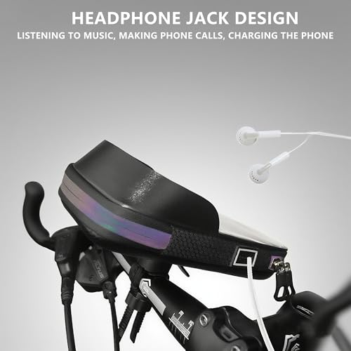 Waterproof Bike Phone Bag with Touchscreen, Bicycle Frame Phone Holder Fits Up to 7 Inch Phones, Cycling Top Tube Bag with Sun Visor for Road Bike & MTB - style: Minimalist, Sporty