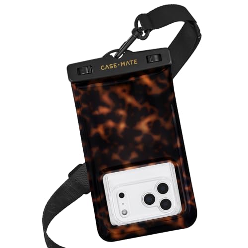Case-Mate IP68 Waterproof Large Phone Pouch - Tortoiseshell | Touchscreen Floating Waterproof Phone Case with Crossbody Lanyard - Fits All Phones - Beach Cruise Ship Travel Essentials - color: Tortoiseshell