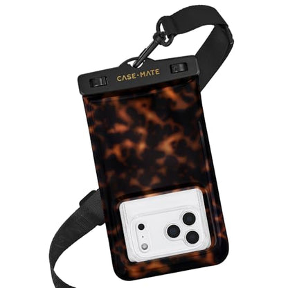 Case-Mate IP68 Waterproof Large Phone Pouch - Tortoiseshell | Touchscreen Floating Waterproof Phone Case with Crossbody Lanyard - Fits All Phones - Beach Cruise Ship Travel Essentials - color: Tortoiseshell