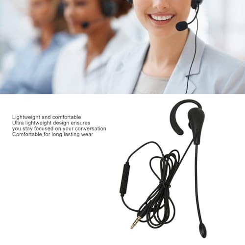 Cyrank Earphone Earbud, Single Headset One Ear Ear Hook Headphone Sport Earphone with Hook 3.5mm Wired Headset for Office for Safe Driving Biking Running Gaming and Working