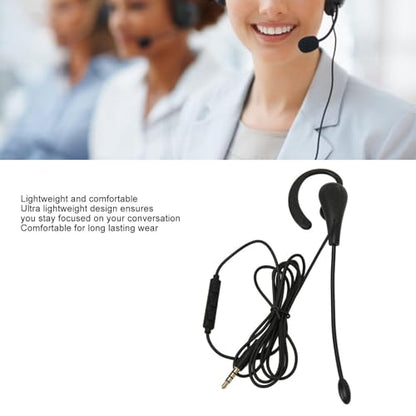 Cyrank Earphone Earbud, Single Headset One Ear Ear Hook Headphone Sport Earphone with Hook 3.5mm Wired Headset for Office for Safe Driving Biking Running Gaming and Working