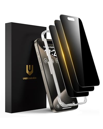 UNBREAKcable Privacy Screen Protector for iPhone 15 Pro - 3 Pack - size: iPhone 15 Pro