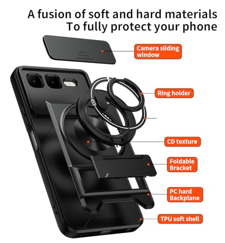 Compatible with Infinix Smart 10 Plus 4G Case Cover,Compatible with Infinix Smart 10 Plus 4G X6725B with Slide Camera Cover Phone Stand Protective Case Black - color: Black, size: Compatible with Infinix Smart 10 Plus 4G