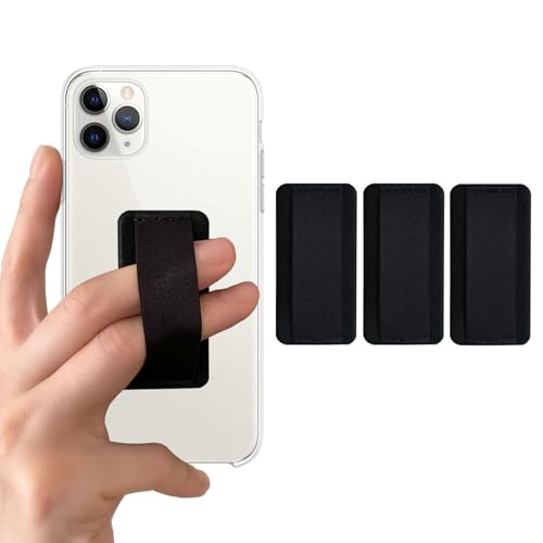 [3 Pack] Ultra Slim Phone Grip Strap for iPhone 15 14 13 Pro Max & Samsung, Soft Nylon Finger Holder, Wireless Charging Friendly, Anti-Drop - Black - color: 3Black