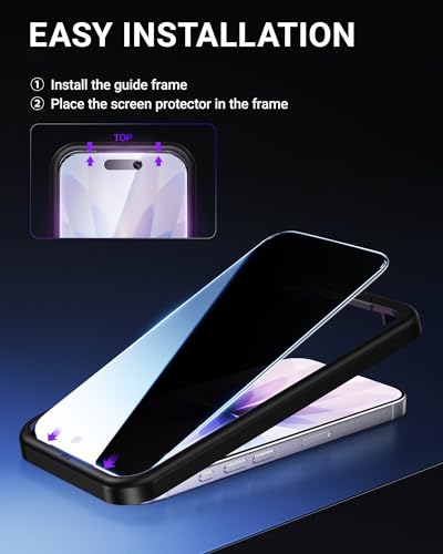 NIMASO for iPhone 17 Screen Protector Privacy 6.3-Inch, 2 Pack 9H Hardness Anti-Spy Tempered Glass Military Grade Shatterproof, Anti-Scratch, with Easy Installation Tool - size: iPhone 17 6.3 inch