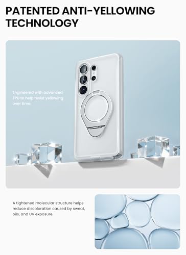 i-Blason for Samsung Galaxy S26 Ultra Case MagSafe with Ring Stand, 360° Full-Body with Built-in Screen Protector, 2-in-1 Kickstand/Ring Holder, Anti-Yellowing Slim Shockproof Phone Case, Frost Clear - color: Frost Clear