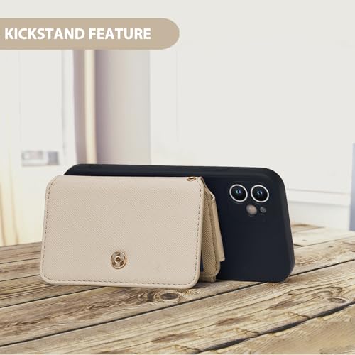 Phone Wallet Stick On, Credit Card Holder for Women Attachable 3M Sticker - color: Khaki