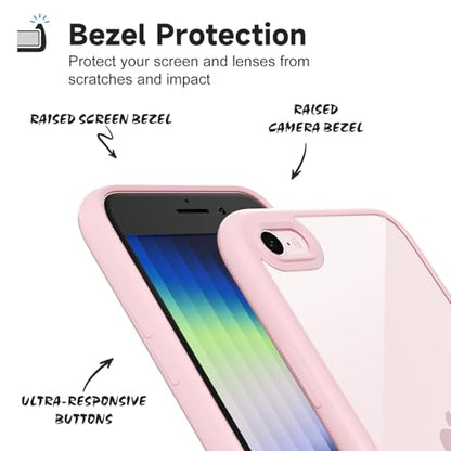 LoeoeL for iPhone SE 2022/2020/ 7/8 Case Clear, Transparent Hybrid SE Phone Case [Hard Plastic & Soft Silicone Bumper] Acrylic Non Yellowing Thin Slim Protective Cover, Light Pink - color: Light Pink, size: SE / 7 / 8