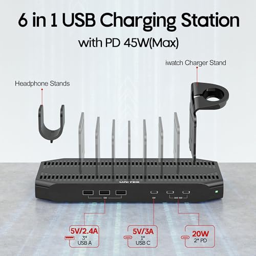 Unitek USB C Charging Station for Multi-Devices, Charger Dock with 2xPD 20W - color: PD*2,Black, size: Pack of 1