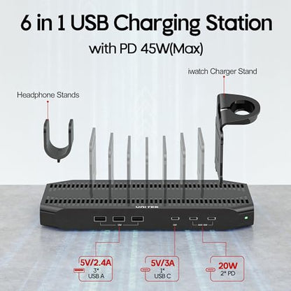 Unitek USB C Charging Station for Multi-Devices, Charger Dock with 2xPD 20W - color: PD*2,Black, size: Pack of 1