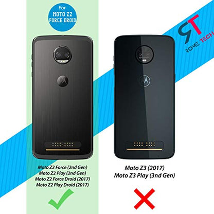 Designed for Moto Z2 Force / Z2 Play Case with Belt Clip Holster | Rugged Holster & Protective Phone Case Combo with Anti-Slip Texture - Black