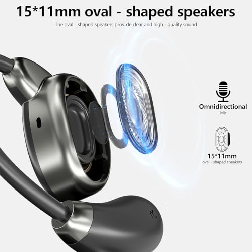 Wireless Open Sports Ear Earbuds 40H Playtime Waterproof For Gym,Running - color: Black