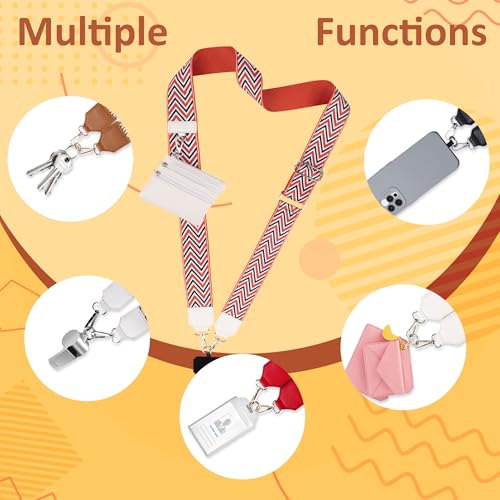 BARGIFTS Clip and Go Strap for Phone with Wallet Crossbody, Cell Phone Lanyard with Zippered Pouch, Adjustable Phone Strap Crossbody with Wallet - color: A-red&white