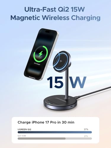 UGREEN Qi2 15W 2-in-1 MagSafe-Compatible Wireless Charging Stand