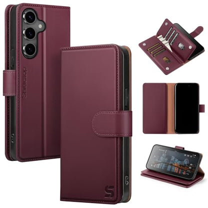 Shieldtop Compatible with Samsung Galaxy S24+ Plus Wallet Case with Card Holder,Women Men RFID Blocking PU Leather Flip TPU Protective Cover Credit Card Slots,Phone Case for S24 Plus,Wine Red - color: Wine Red, size: Samsung Galaxy S24 Plus - 6.7"