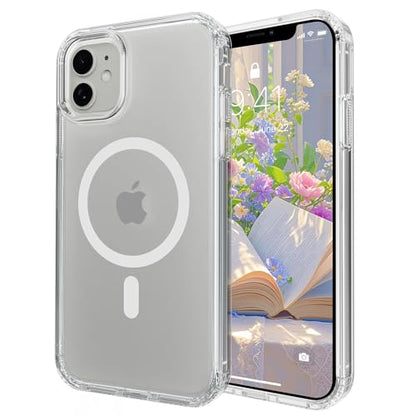 Magnetic iPhone 12/12Pro case,Compatible with Magsafe, Military-Grade Protection,Slim Translucent Matte Shockproof with Anti-Scratch Anti-Fingerprint Phone Cover (transparent, iPhone 12/12Pro) - color: Transparent, size: iPhone 12/12Pro