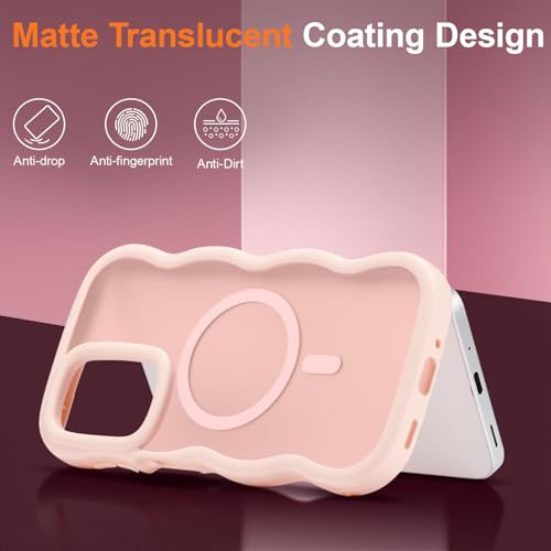UEEBAI Magnetic for Samsung Galaxy A16 4G/5G Case, Compatible with MagSafe, Transparent Clear Wave Frame Design Soft Edge Cover Matte Shockproof Phone Case- Pink - color: Pink, size: Samsung Galaxy A16 4G/5G