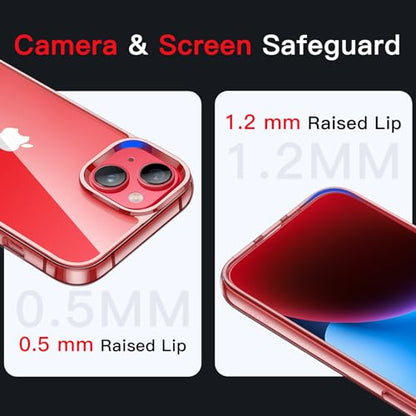 JETech Case for iPhone 14 6.1-Inch, Non-Yellowing Shockproof Phone Bumper Cover, Anti-Scratch Clear Back (Red) - color: Red, size: iPhone 14