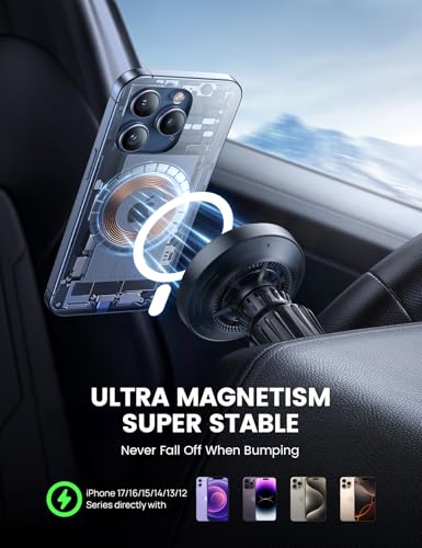 Lamicall 15W for QI2 Magsafe Car Mount Charger Vent Dashboard RGB LED 360°