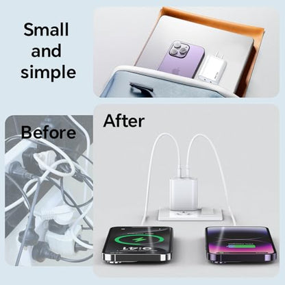 USB C Charger Block, 40W Dual Port Plug Wall Charger - color: Pearl White