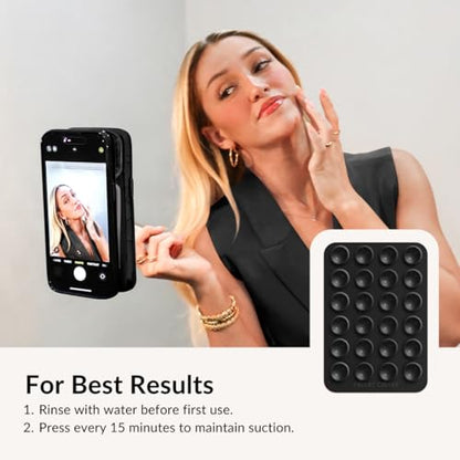 Velvet Caviar Suction Cup Phone Case Mount Compatible with MagSafe Devices Only - Magnetic Silicone Sticky Phone Grip Holder for iPhone Back of Phone - Mirror Gripper (Grey) - color: Grey