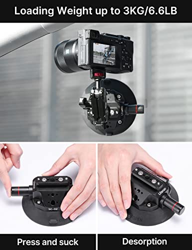Ulanzi SC-02 Heavy-Duty Suction Cup Mount for Camera/Accessory (4.5"), Pump-actived Vacuum Camera Suction Cup Mount for Action Cameras w Quick Release NATO Magic Arm Car Boat Windshield Window Mount - color: SC-02