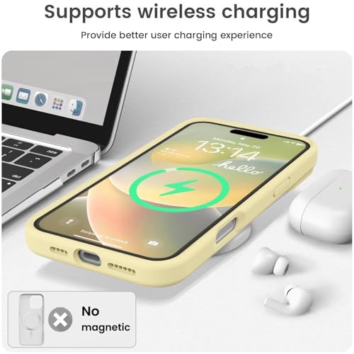 Vooii Compatible with iPhone 16 Case, Liquid Silicone Upgrade [Camera Protection] [Soft Anti-Scratch Microfiber Lining] Shockproof Phone Case for iPhone 16 6.1 inch - Creamy Yellow - color: Creamy Yellow, size: iPhone 16