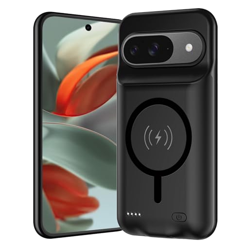 Battery Case for Pixel 9/9 Pro, Upgraded 10000mAh Battery Pack Rechargeable Charger Case with Wireless Charging Compatible for Pixel 9/9 Pro(6.3 inch) External Charging Cover(Black) - size: Pixel 9/9 Pro