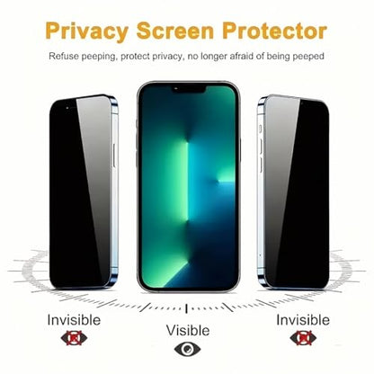4 Pack Privacy Screen Protector for iPhone 16/15/14 Pro 6.1",Anti-Glare Anti-Spy Scratch Resistant Tempered Glass Film,Smooth Responsive Touch Anti-Scratch Glass，Easy to Install