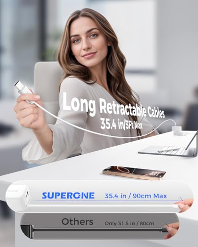 SUPERONE Retractable Charger with USB C and Apple Charging Cables