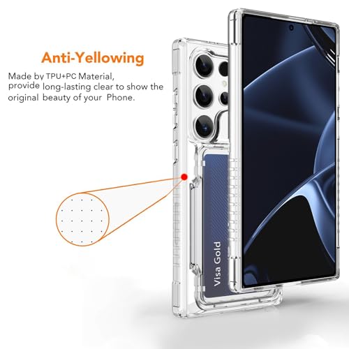 Wallet Case for Samsung Galaxy S25 Ultra with 3 Credit Card Holder | Slot Shockproof Hybrid Heavy Duty Protection Clear Phone Cover Compatible with Galaxy S25 Ultra (Clear) - color: Clear, size: Samsung Galaxy S25 Ultra