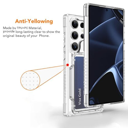 Wallet Case for Samsung Galaxy S25 Ultra with 3 Credit Card Holder | Slot Shockproof Hybrid Heavy Duty Protection Clear Phone Cover Compatible with Galaxy S25 Ultra (Clear) - color: Clear, size: Samsung Galaxy S25 Ultra