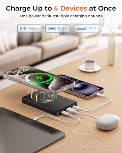 PD 35W Magnetic Wireless Power Bank 10000mAh Fast Charging Portable Charger - color: Black
