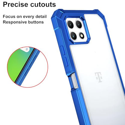 Ailiber for T-Mobile REVVL 7 5G Cell Phone Case, with Screen Protector, Dual Layer Shockproof Bumper, Clear Transparent Anti Yellowing, Slim [Scratch-Resistant] Cover for REVVL 7-Blue - color: Crystal Clear & Blue