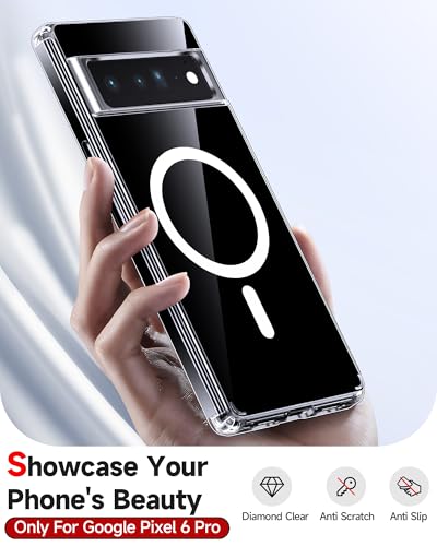 LeYi for Pixel-6-Pro Case: Google Pixel 6 Pro Case [MagSafe Fit], Magnetic with Raised Camera Guard, [Anti-Yellowing] Slim Shockproof Protective Funda para Googlr 6Pro 256GB Smartphone Android, Clear - color: Clear, size: Pixel 6 Pro (6.7 Inch)