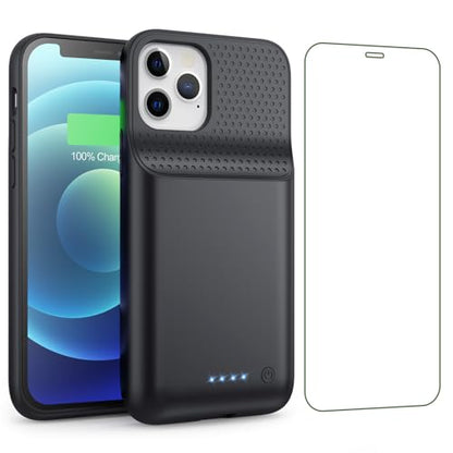 Battery Case for iPhone 12/12 Pro,[2025 Upgraded] 10800mAh Ultra-Slim Portable Extended Charger Case Cover for iPhone 12/12 Pro Charging Case (6.1 Inch)-Black - color: Black