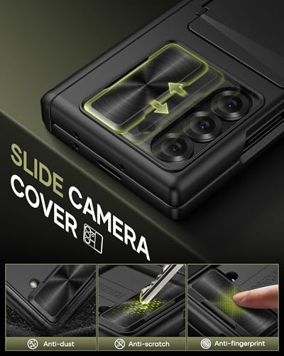 for Samsung Galaxy Z Fold 6 Case, Stand & Card Holder, 2024, Black - color: Black-S