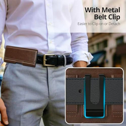 Magnetic Closure Holster for Motorola Edge, Motorola Moto G Power/G Play/Moto G/G36 G06 G57 Pure G05 G15 G100 (2026 2025 2024) - Leather Belt Case Premium Pouch (Fits Slim/Regular Case) (Coffee Brown) - color: Coffee Brown