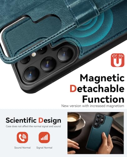 OCASE for Samsung Galaxy S26 Ultra Detachable Wallet Case with Card Holder, [2 in 1] PU Leather Flip Folio Case with RFID Blocking Stand Wrist Strap Shockproof Phone Cover 2026, Peacock Blue - color: Peacock Blue, size: Samsung Galaxy S26 Ultra