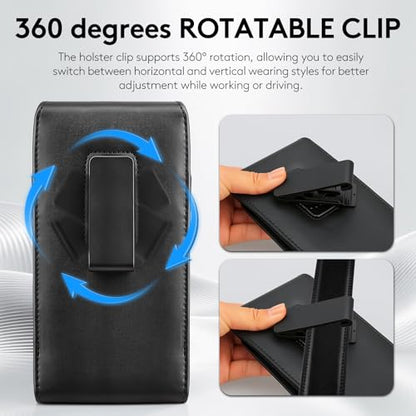 for Motorola Moto G 5G 2025 2024 G Power 2025 2024 2023 G Stylus 5G 2025 2024 Cell Phone Holster Holder Belt Clip Case PU Leather Pouch for Samsung Galaxy S25 S24 S23 Ultra (Black2, XL) - color: Black2