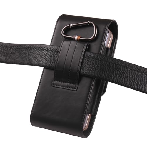 Dual Belt Clip Holster Case Double Cell Phone Pouch Card Slots Holder for iPhone 15 Pro Max 14 Pro Max Motorola Moto G Stylus 5G 2024 G Power 5G Galaxy S25 Ultra S24 Plus S23 Fe S22+ A15 A36 (Black) - color: Black