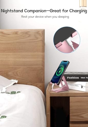 Aoviho Cell Phone Stand for Desk, Aluminum Phone Holder,Pink - color: Pink