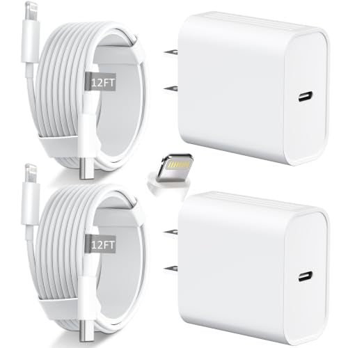DiHines Phone 14 13 12 11 Fast Charger,12FT Long Phone Chargers Fast Charging Lightning Cable &20W USB C Charge Block,White - color: White, size: 12ft