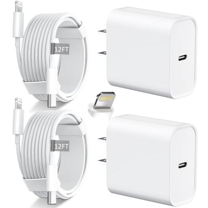 DiHines Phone 14 13 12 11 Fast Charger,12FT Long Phone Chargers Fast Charging Lightning Cable &20W USB C Charge Block,White - color: White, size: 12ft