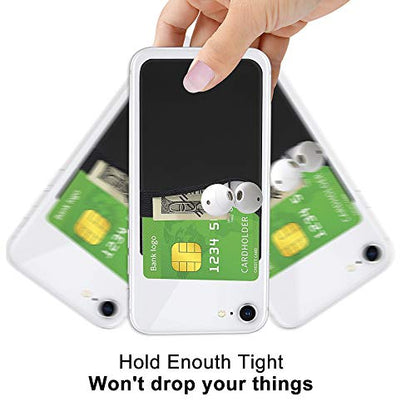 Senose Phone Wallet, Card Holder for Back of Phone Stick on Cellphone Cases - color: Black+White+Gray+Pink+Light Blue