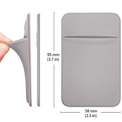 OBVIS Cell Phone Pocket Self Adhesive Card Holder Stick On Wallet Sleeve with Adhesive RFID Card ID Credit Card ATM Card Holder for iPhone Android 2 PACK GRAY - color: Gray