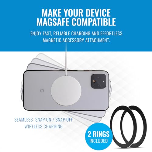 Naztech MagUp MagSafe Adapter - Universal Magnetic Phone Ring for Android & iPhone, Phone Magnet for Wireless Charging, Compatible with Any Qi-Enabled Case, 2 Pack