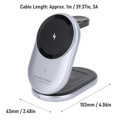 Wireless Charging Station 3 in 1 Magnetic Foldable Stand 15W Fast Charger for Phone Watch Earbuds