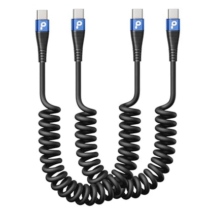 USB C Cable 100W 3FT Coiled USB C to USB C Charger Cable for Car, 2Pack - color: Blue, size: 3FT, style: USB C to USB C